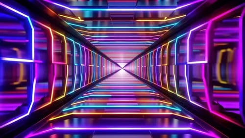 Cyberpunk Sci Fi Neon Corridor Loop Background
