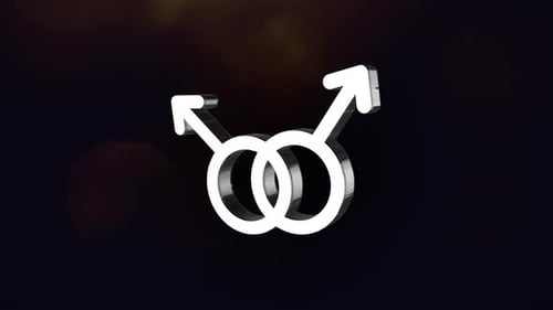 Rotating 3D Interlocked Male Gender Symbols Animation