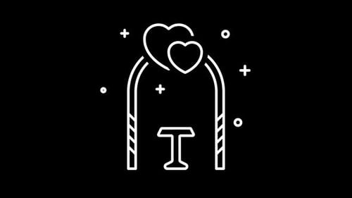 Vow Collection: Icon loop element of a wedding gate with letter T on a black background