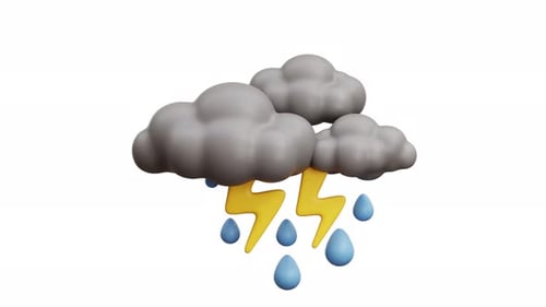 3D-Animation Gewitterwolken mit Regen und Blitz