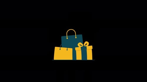 Animated Flat Design Shopping Bags and Gift Box