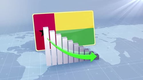 Guinea Bissau Economic Decline Bar Chart Graph Downward Green Arrow