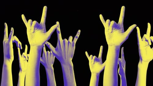 Spinning Colour Halftone Effect Rock Hands