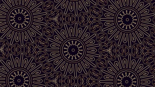 Abstract Golden Geometric Kaleidoscope Pattern Background Loop