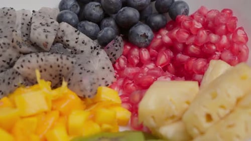 Fresh Colorful Assortment of Fruit, Close Up