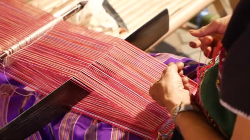 Thai Local Doing Weaving Traditional Style