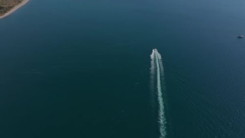 Aerial view of parasailing over the Mediterranean Sea, Turkey.