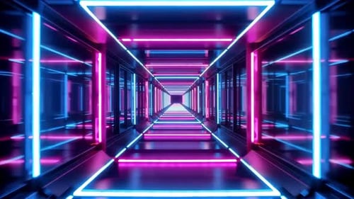 Futuristic Neon Corridor SciFi Tunnel Background