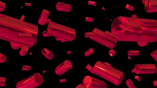 Geometric 3d Red Cylinder Shapes Loop