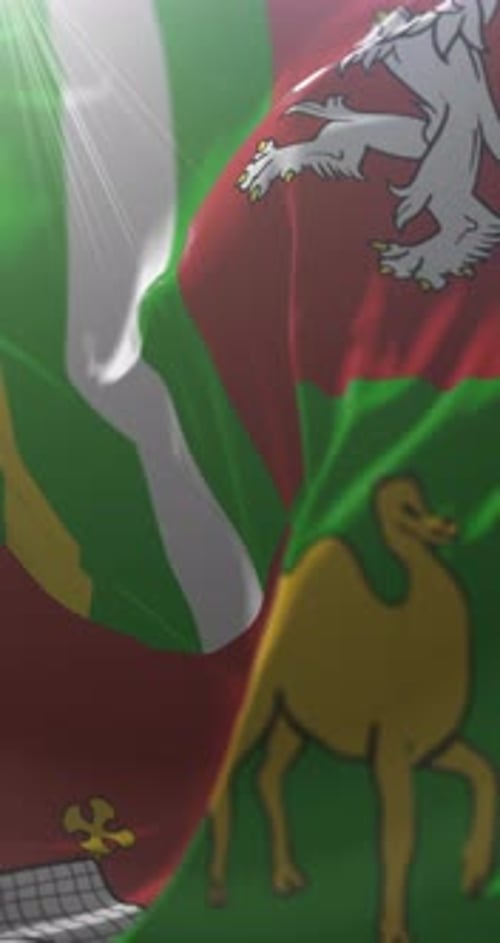 Realistic Vertical Waving National Flag with Green, Red, and White Design