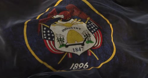 Realistic Waving Flag of Utah State