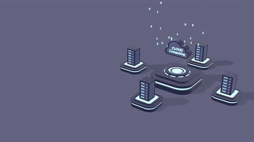 Concept de technologie cloud animé pour les services informatiques, commerciaux et numériques, avec espace de copie pour le texte.