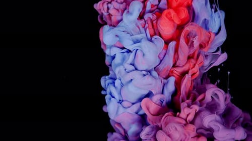 Colorful Ink Swirling in Abstract Motion on Black