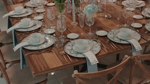 Intimate Wedding Reception Table Setting with Flowers
