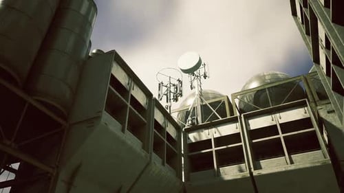 Urban Industrial Scene Concrete Space with Converging Lines and Features