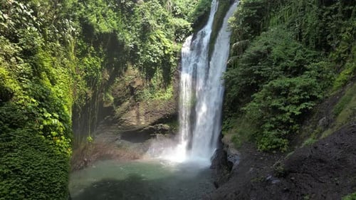 Aerial view of Aling Aling waterfall in Bali island, Indonesia