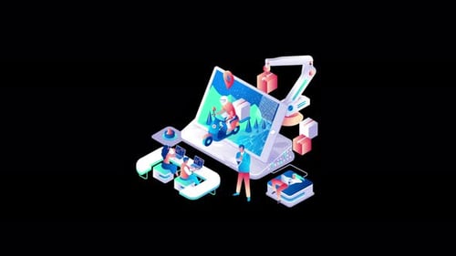 Isometric Animated Digital Logistics and Online Delivery Scene