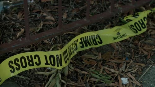 Crime Scene Tape Blocking Urban Area