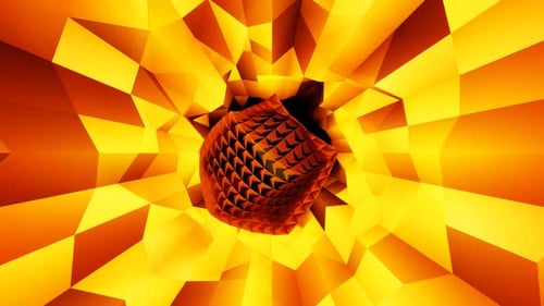 pulsating for beat twisted cube in a fiery orange tunnel vj loop