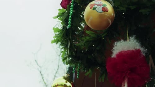 Christmas Wreath with Colorful Ornaments and Decorations