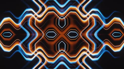 Abstract Orange and Blue Neon Glow Curves Vj Loop Animation