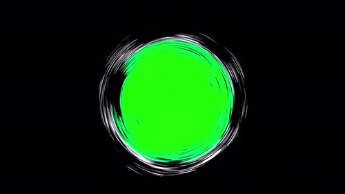 360 Rotating White Line Circle Portal With Green Screen Animation On Transparent Background