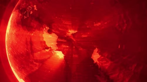 Futuristic Digital Earth Map Zoom to Italy Highlight