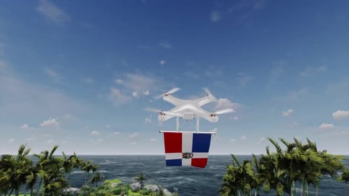 Quadcopter Drone Carrying Dominican Republic Flag