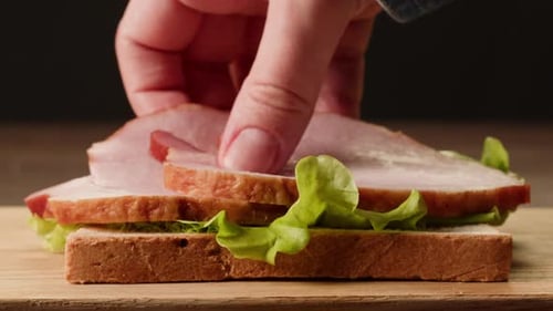 Ham and Lettuce Sandwich on Whole Wheat Bread