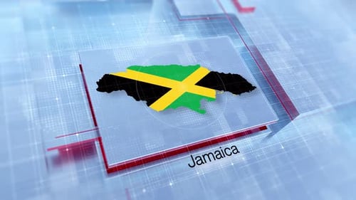 Jamaica Map and Flag Holographic Animation