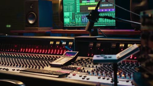 Professional Music Mixing Console in Recording Studio