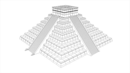 Animated 3D Mayan Pyramid Model Rotation