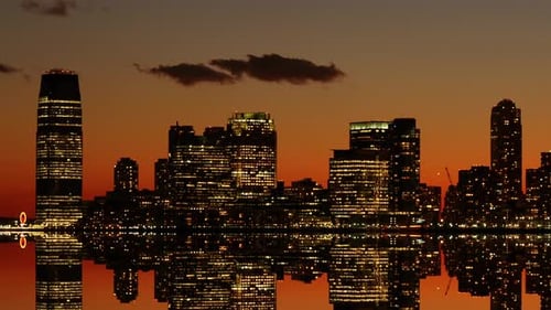 Cityscape Skyline View of High Rise Corporate Office Business District Blocks