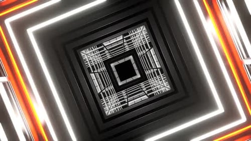 Orange And White Square Strobe Light Tunnel Background Vj Loop In HD