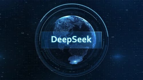 DeepSeek Concept: Futuristic Globe with Grid, Binary Code, and Digital Animation