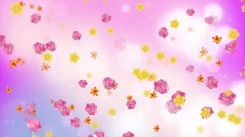 Colorful Blurred Particle With Flower Background Loop V5