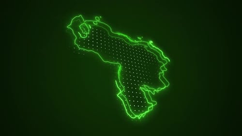 Neon Green Glowing Digital Map Outline Animation