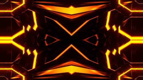 Orange Linear Neon Symmetrical Kaleidoscopic Pattern Background Vj Loop In 4K