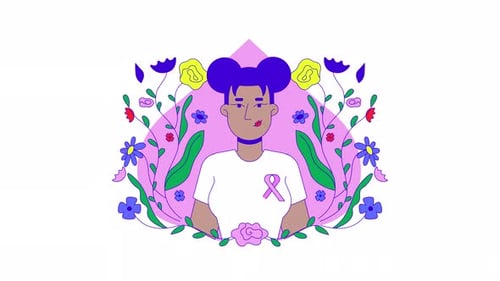 Black woman promoting breast cancer awareness 2D animation