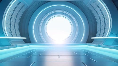 Podium Futuristische Vitrine mit Plattform für Produktausstellungen. Leeres modernes Bühnendisplay