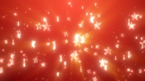 Red Festive Glowing Stars Animated Background Loop