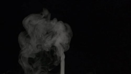 Zeitlupe von weißem Rauch, Nebel, Nebel, Dampf auf schwarzem Hintergrund.