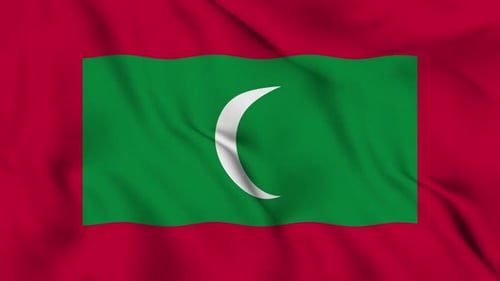 Maldives National Flag Waving Seamless Loop