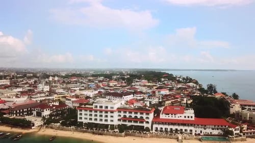 4k video footage of a city along the coastline
