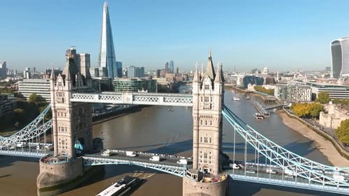 Iconic Tower Bridge Connecting London with Southwark on the Thames River
