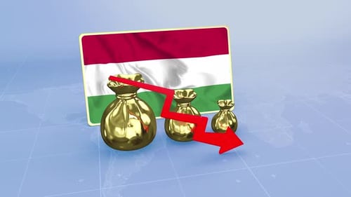 Hungary Economy Decline with Red Arrow Economic Crisis Infographics