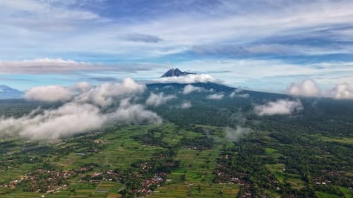 Aerial view of Mount Merapi, Indonesia.