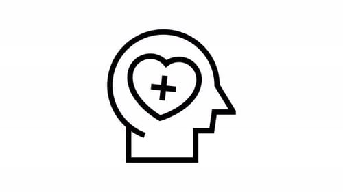 Pulsing Mental Health Icon with Heart and Plus Sign Animation