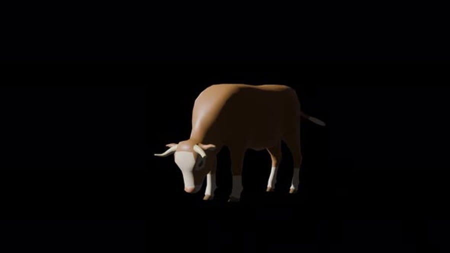 Animated 3D Low Poly Cow Grazing Seamless Loop, Elements Motion ...