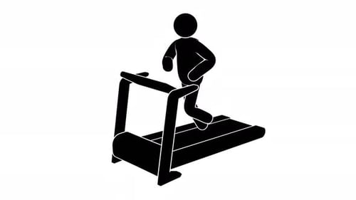 Flat Design Stick Figure Running on Treadmill Animation